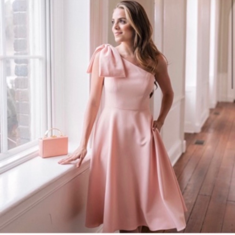 Baby pink one shoulder dress